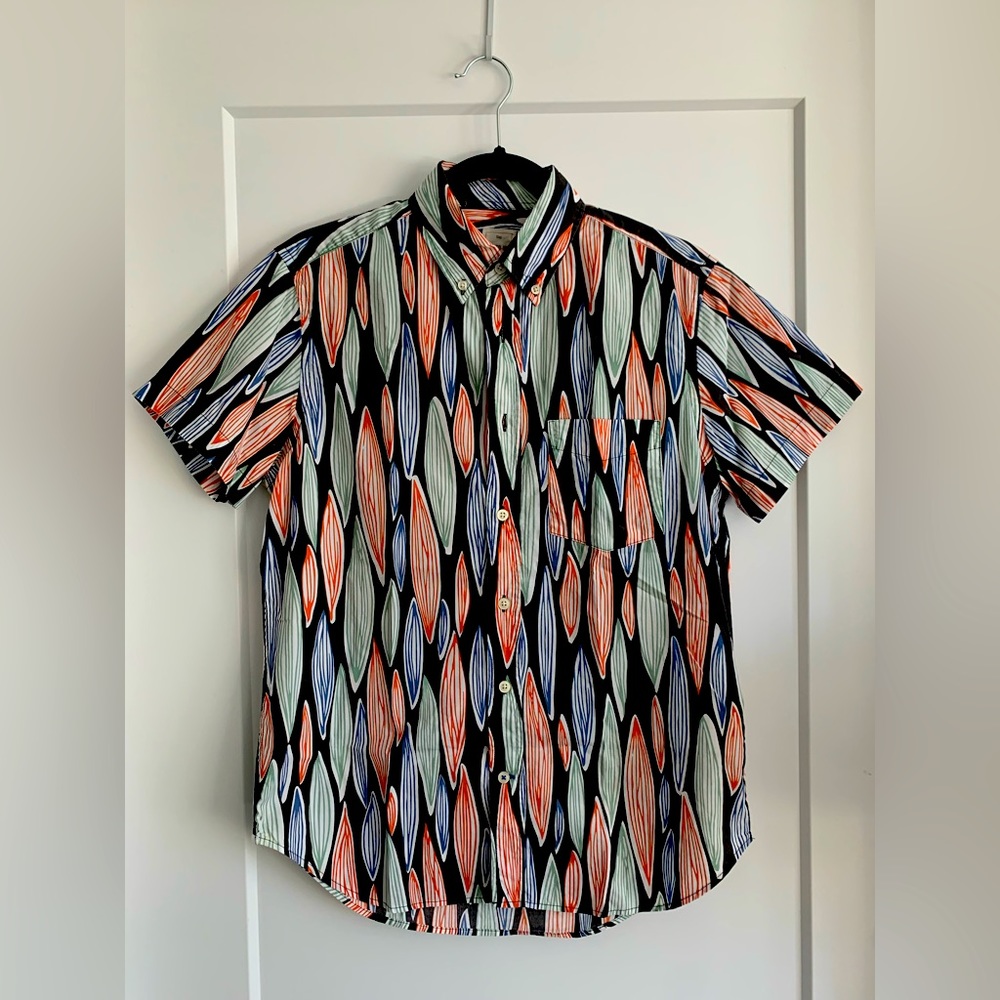 GAP Lived-In Patterned Short Sleeve Button Down SML